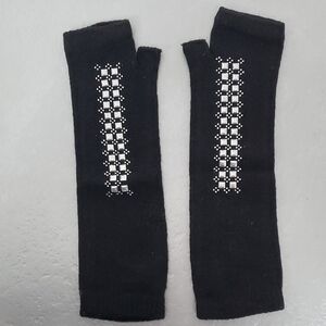 Black Fingerless Gloves with Silver Studded Design